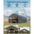 thumbnail image 5 of 12x20 FT Heavy Duty Enclosed Metal Carport, All-Weather Outdoor Storage with Galvanized Steel Frame & Roof – Gable End Doors, Waterproof Tarp for Pickup Trucks, Boats, Tractors, 5 of 6