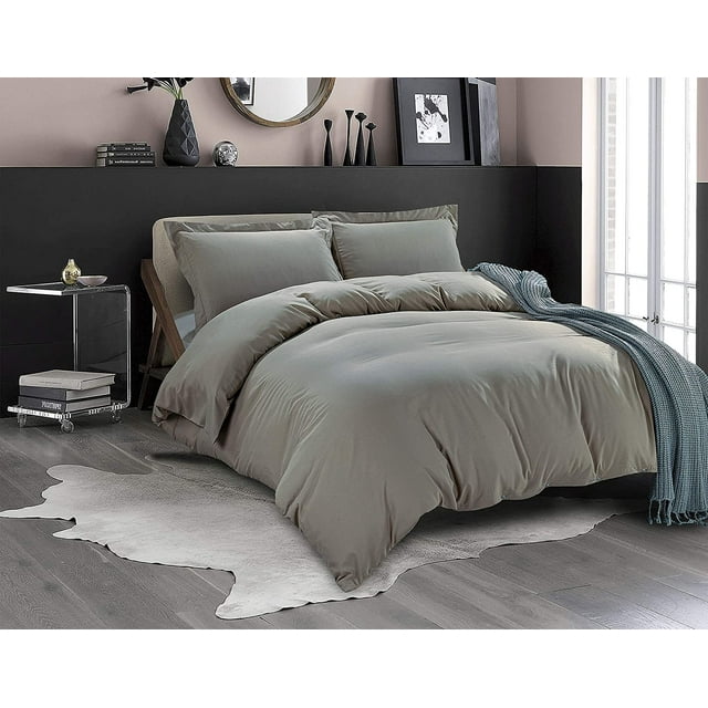 Soft and Cozy Solid Duvet Cover with Matching Sham, Button Closure