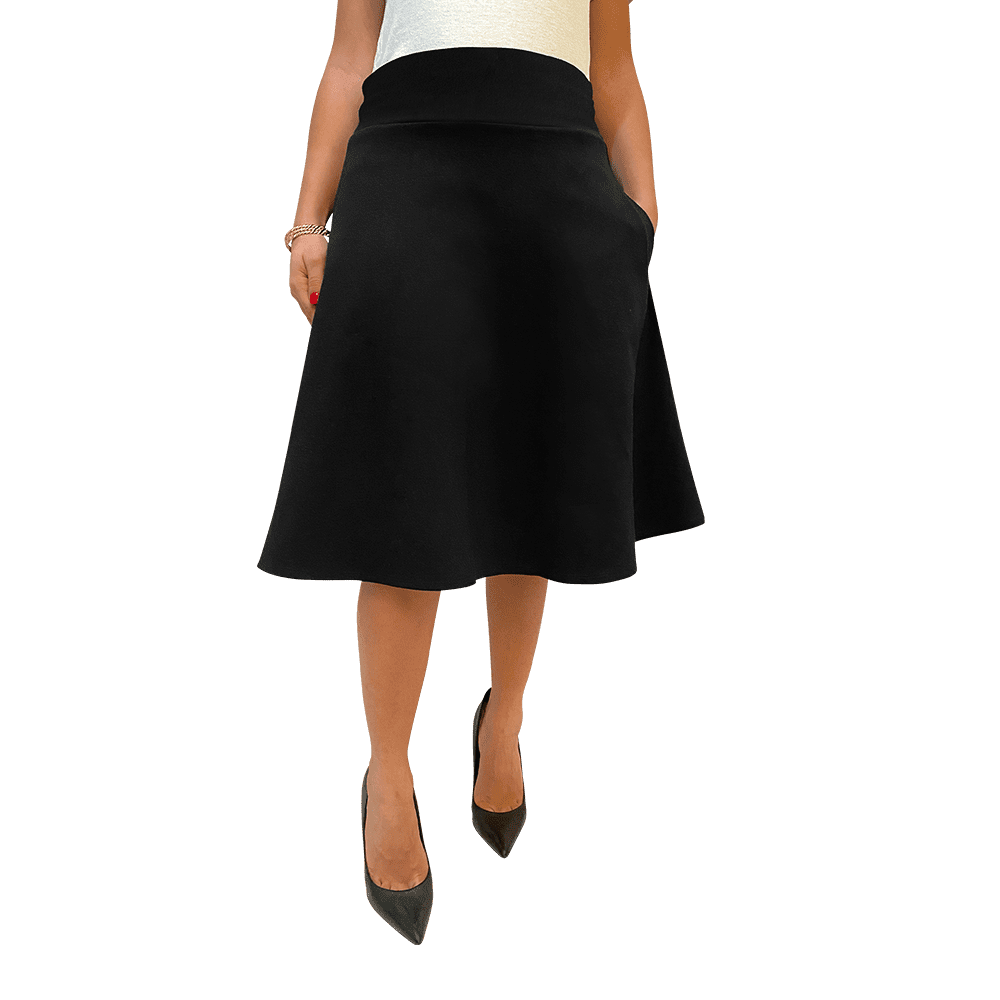 St John Knits 8 Black A-Line Midi Skirt