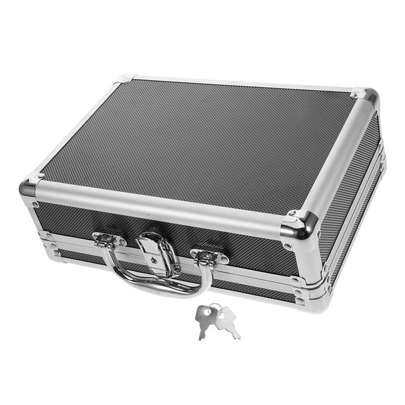 Masteelf Silver Aluminum Alloy Storage Box Multifunctional Portable Tool Case with Handle Lockable Metal