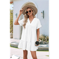 thumbnail image 7 of Short Sleeve V Neck Ruffle Hem Dress White S, 7 of 7