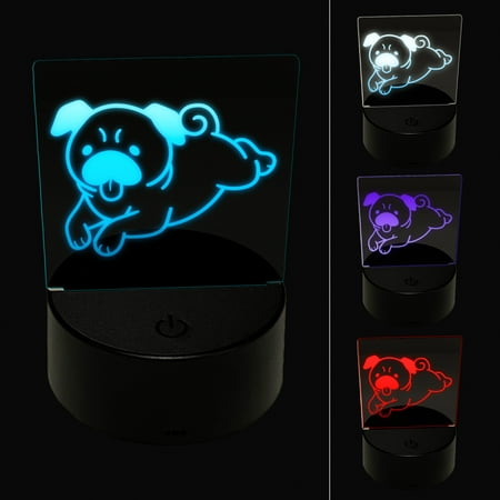 

Pug Laying Down Dog LED Night Light Sign 3D Illusion Desk Nightstand Lamp