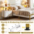 thumbnail image 6 of Giantex Nightstand w/LED Lights & Charging Station, Bedside Table w/Storage Shelves, White, 6 of 8