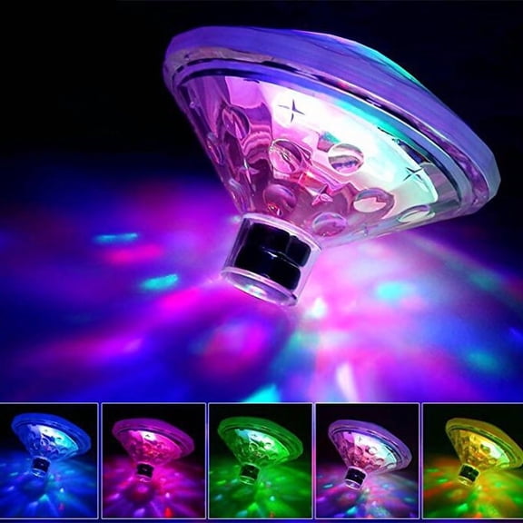 Floating LED lighting for outdoor spas, pools, and bathtubs