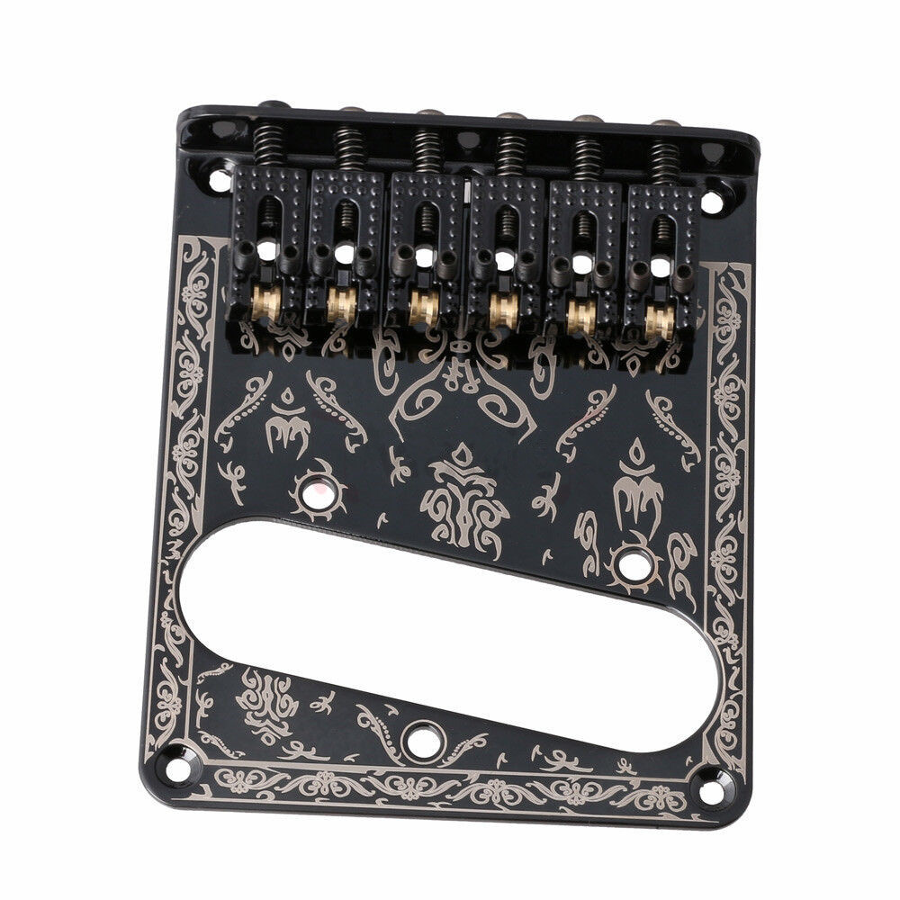 NATEFEMIN Replacement Bridge for Fender Tele Telecaster Guitar, Six Saddle Design, 52.5mm Hole Distance, Includes Wrenches and Screws