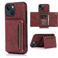 thumbnail image 1 of SaniMore Case for iPhone 14 Plus 6.7" 2022, [Flip Wallet with Card Slots] [Kickstand] [Shockproof & Anti-fall] Wear-resistant Retro PU Leather Rugged Cover For iPhone 14 Plus 6.7" 2022, Winered, 1 of 7