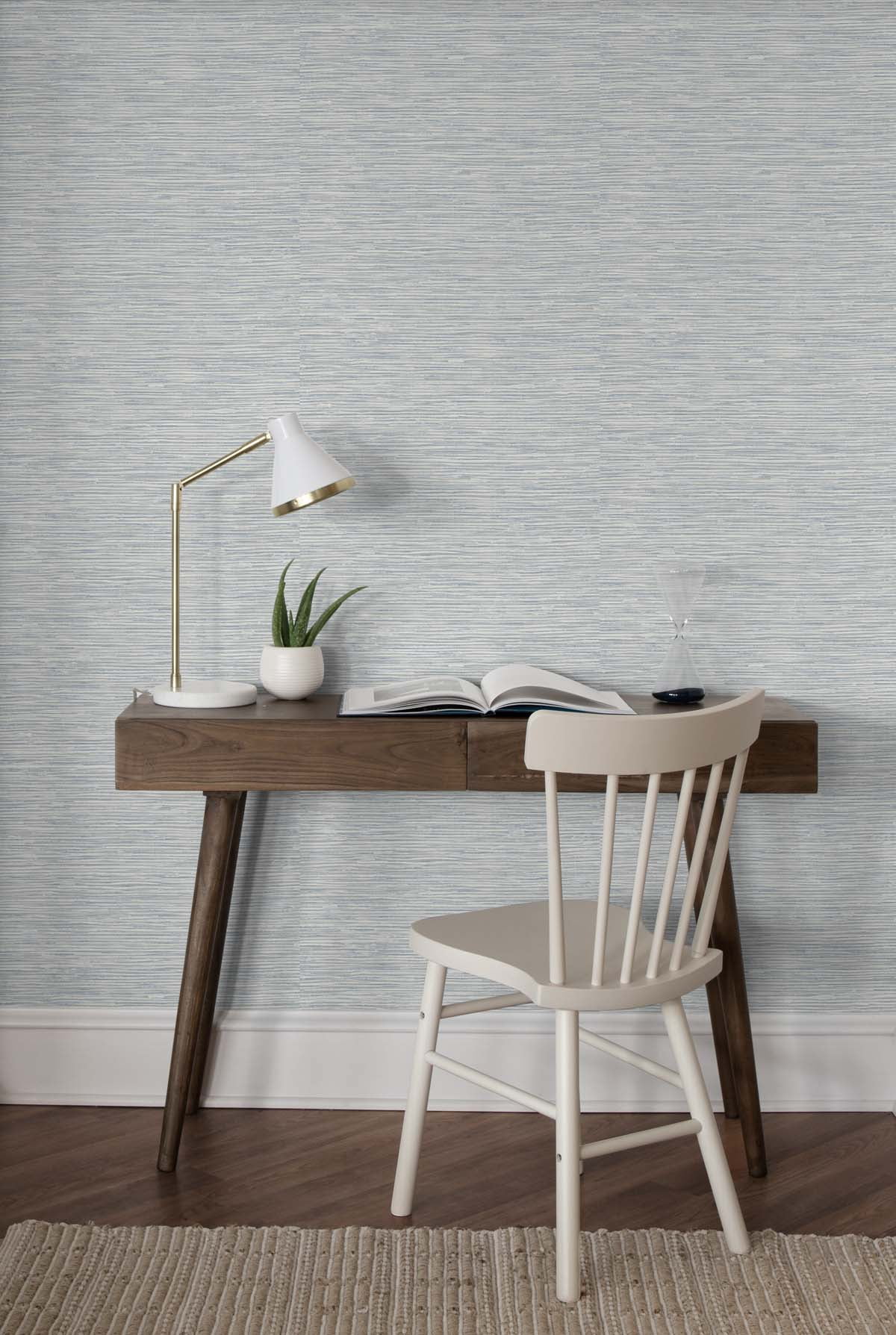 NextWall  Cyrus Faux Grasscloth Peel and Stick Wallpaper Dove Grey & Bluestone