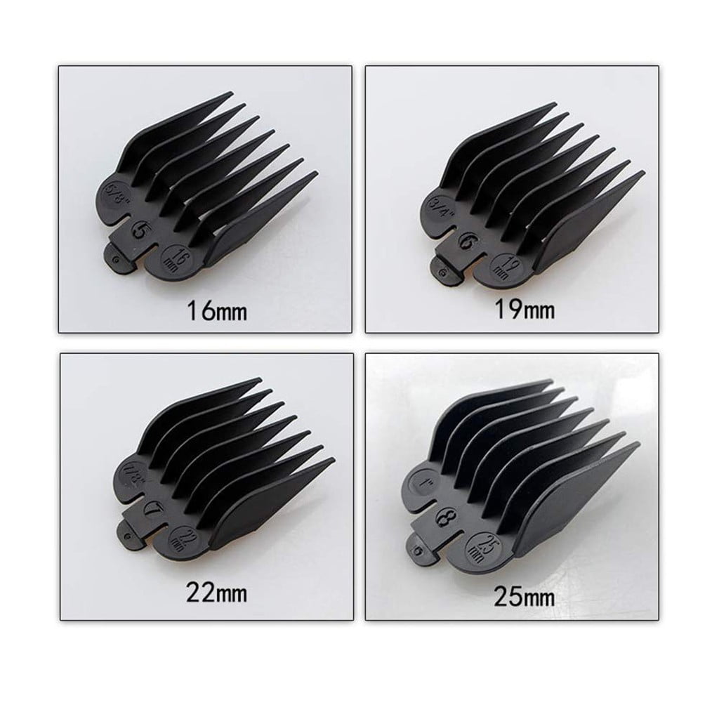 8 Piece Hair Clipper Guards Replacement Set, Guide Combs Sizes 1/8 Inch to 1 Inch, Fits Trimmers 1.65x1.5in and 1.81x1.5in, Black Grooming Attachment for Haircutting