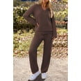 thumbnail image 2 of Women's 2 Piece Outfits Fuzzy Fleece Pajama Set Long Sleeve Top Wide Leg Pants Loungewear, 2 of 18