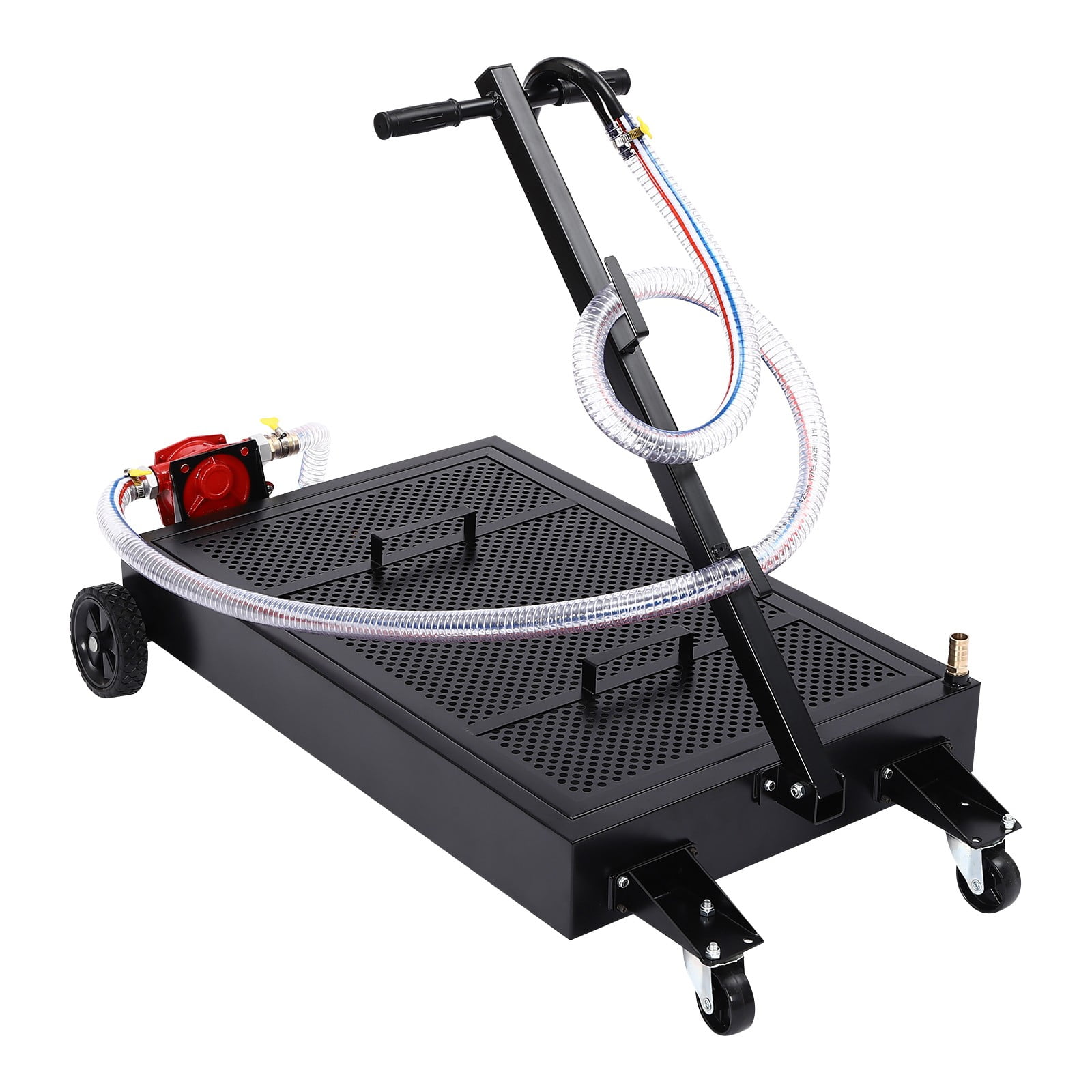 DENEST Oil Drain Pan 15 Gallon Oil Drain Tank Oil Change Pan with Manual Rotary Pump