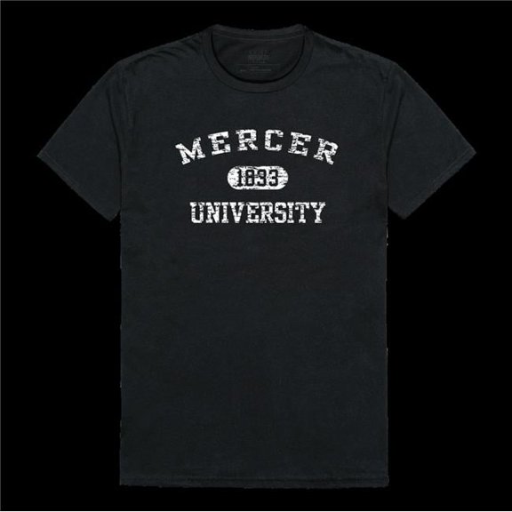 Mercer University Bears Distressed Arch College T-Shirt, Black - Large