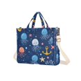 thumbnail image 7 of FORMRS Womens Corduroy Tote Bag Crossbody Shoulder Handbag with Pocket, Blue Jellyfish, 7 of 7
