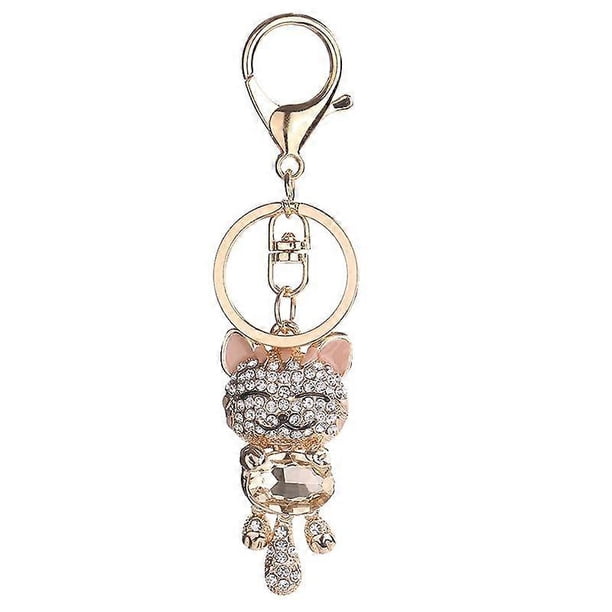 Rhinestone Key Chain Holder Ring Elephant Shape Alloy Keyring Bag Decoration (Light Pink)
