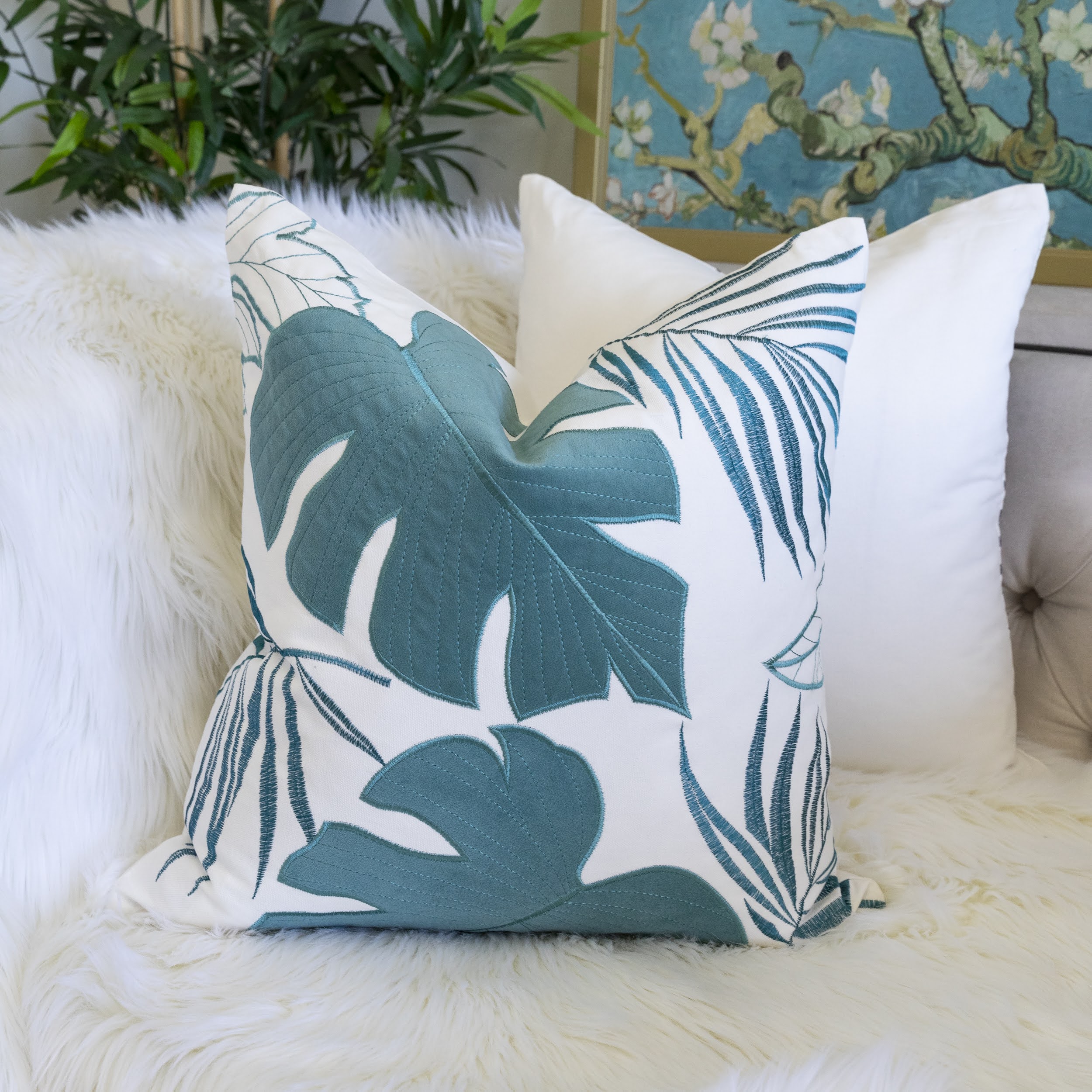 Keilani Mint Graphic Polyester 20 in. x 20 in. Throw Pillow