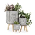 thumbnail image 4 of Gray And White Grid Tripod Planter, 4 of 4