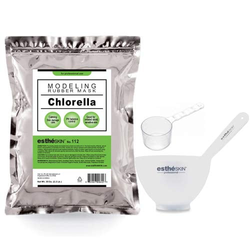 estheSKIN Peel Off Type Mascarilla modeladora en polvo para el cuidado de la piel facial Tamaño profesional 35 oz (2,2 libras) 1 kg 1 paquete con juego de 3 tazones para mezclar (112.Chlorella)