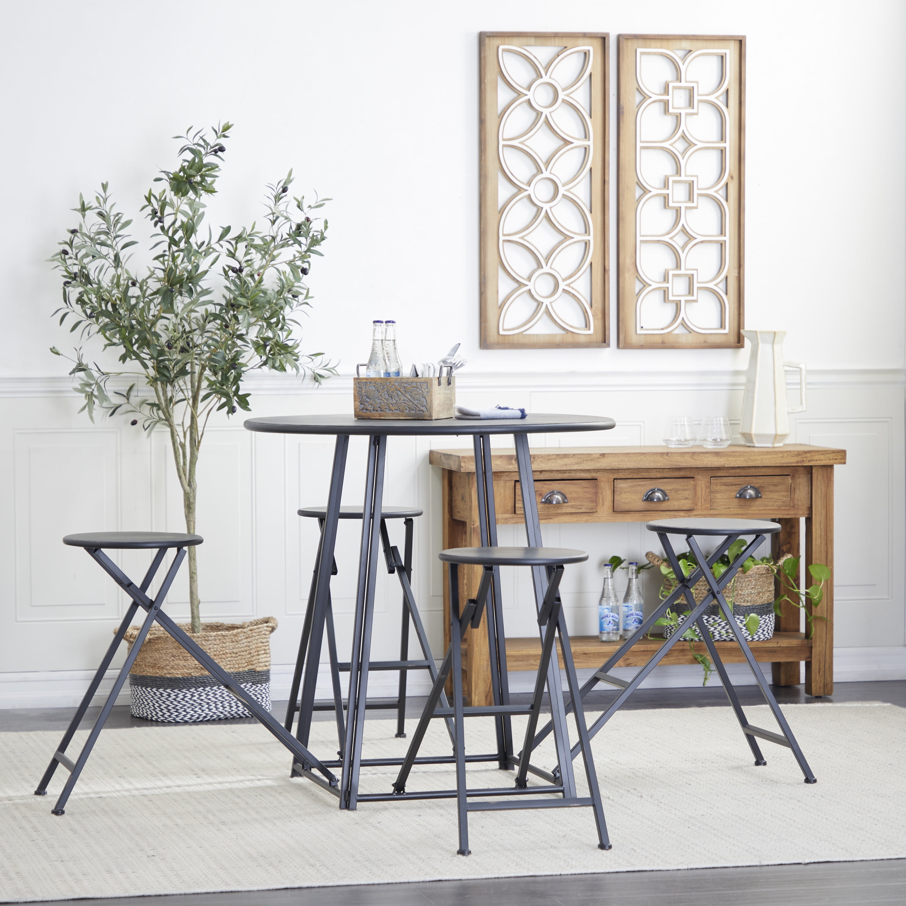 DecMode Metal Rustic Dining Table, Black, 72"W, 36"H