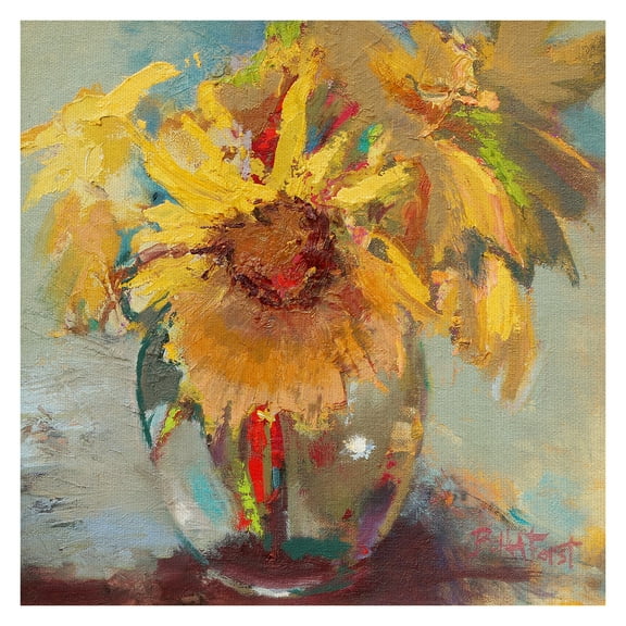 Masterpiece Art Gallery Water Globe Blossoms Sunflowers By Beth Forst Canvas Art Print 35" x 35"