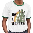 thumbnail image 2 of Not a Hugger Ringer Tee Shirt Unisex Large White/Kelly Green, 2 of 5