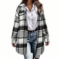 thumbnail image 4 of Perfectbot Women's Long Plaid Flannel Shacket Wool Blend Long Sleeve Casual Fall Jacket, 4 of 7