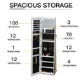 thumbnail image 4 of Lockable Jewelry Cabinet Standing Armoire Full Length Mirror LED Lights White Jewelry Organizer, 4 of 6