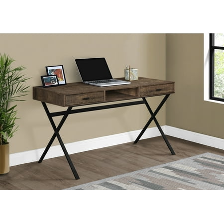 UPC: 0680796016852 | Computer Desk  Home Office  Laptop  Storage Drawers  48 L  Work  Metal  Laminate  Brown  Black  Contemporary  Modern