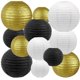 thumbnail image 1 of Faroles de papel Xiksxitn negros, dorados y blancos, 12 unidades, 10 a 4 pulgadas, 1 of 7