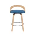 thumbnail image 5 of Sonia Swivel Counter Height Bar Stool with Blue Seat and Oak Wood- Set of 2, 5 of 12