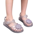 thumbnail image 5 of Viluyesy Girls Jelly Sandals Kids Summer Closed Toe Ankle Strap Glitter Shell Water Beach Shoes Purple Size 1 Big Kids, 5 of 7
