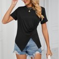 thumbnail image 5 of Njoeus Women's Casual Basic Short Sleeve Loose T-Shirt Tee Tops Asymmetrical Hem Round Neck Summer T-Shirts Comfy Tee Blouses S-XXL, 5 of 8