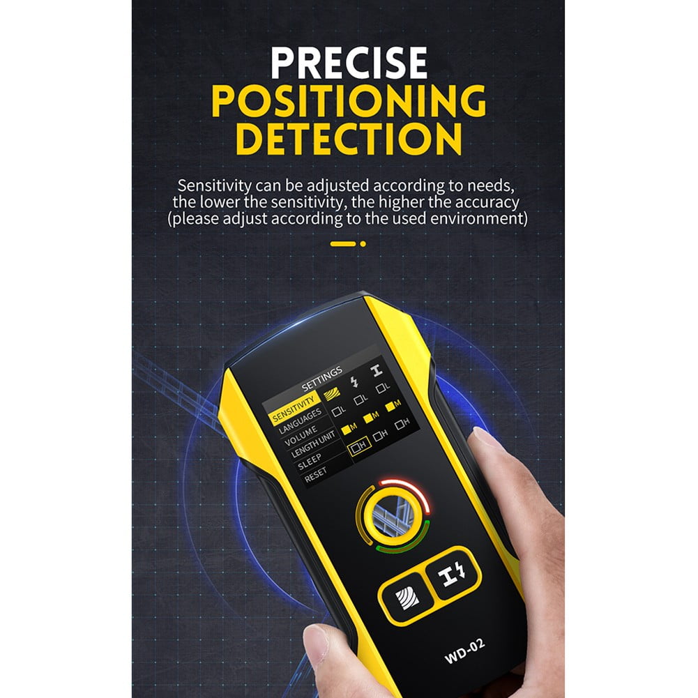 WD-02 Metal Detector Wall Scanner for AC Live Cable Wires Metal Wood Stud Find