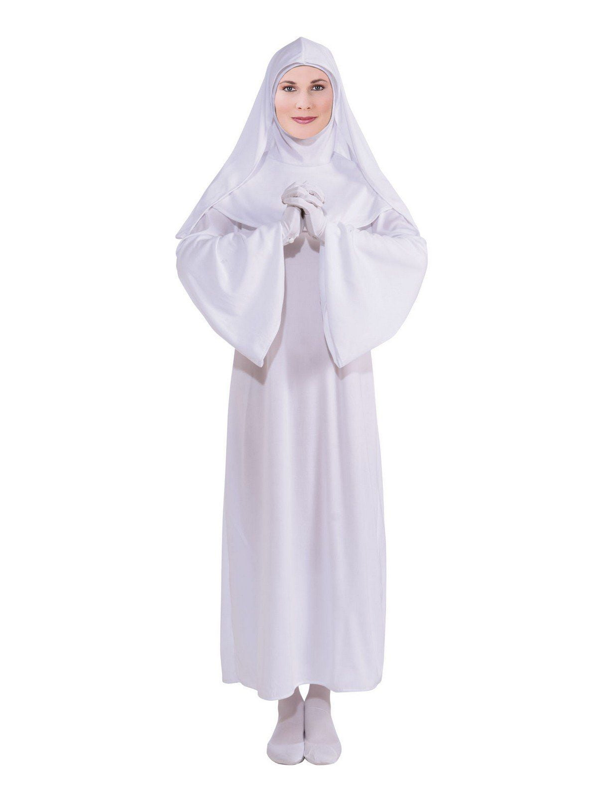 Halloween Ladies Nun Costume White Nuns Outfit Fancy Dress Relgious Figure Ghost