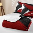 thumbnail image 4 of Erosebridal Modern Abstract Artwork Twin Quilt Set, Black Red Stripes Twin Coverlet Set, Gray Reversible 2pcs 1 Bedspread and 1 Pillowcase, 4 of 7