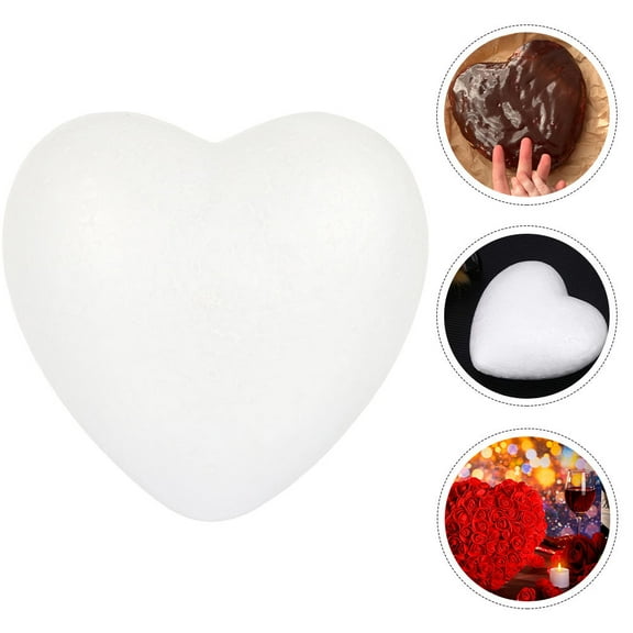 Milisten 1Pcs Wedding Decor White Foam Heart Shaped Cake Model For Birthdays