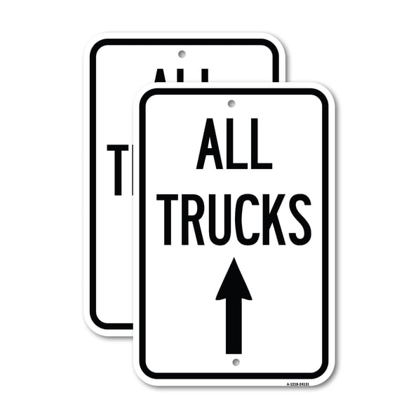 (2 Pack) Driveway Sign All Trucks Move Ahead with Up Arrow | 12" X 18" Heavy-Gauge Aluminum Sign | Rust Free Aluminum, Weather Resistant, Waterproof, Fade Resistant, 2 Pre-drilled Holes