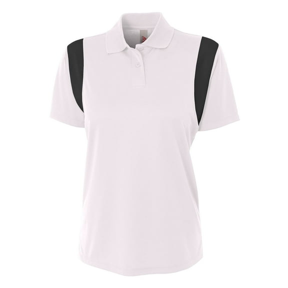 A4 Color Block Polo with Knit Color For Women in White/Black | NW3266