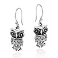 thumbnail image 2 of AeraVida Royal Wise Owls Sterling Silver Detailed Dangle Earrings, 2 of 5