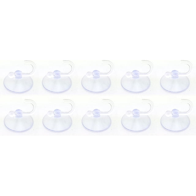 Swivel Hooks Clear Plastic Suction Cups - 30 mm, Set of 10,Clear, For Glass Windows, Windshield, Tile, Kitchen, Bathroom Mirror, Shower Wall, Terrarium, Car Window, Office, Hangers, Kitchen, Office