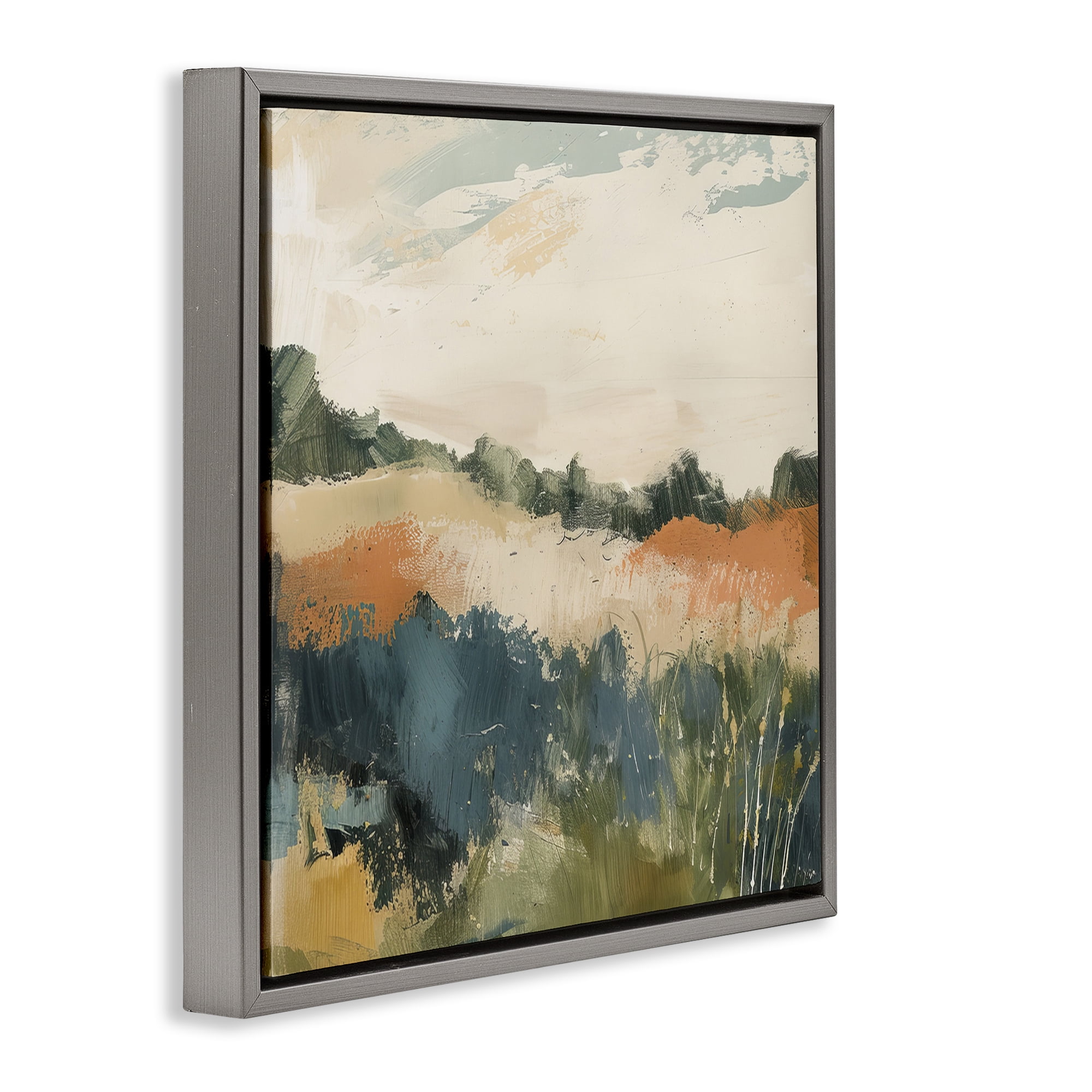 Stupell Industries Abstract Neutral Landscape Landscape & Nature Painting Gray Floater Framed Canvas Art Print Wall Art, 25 x 25