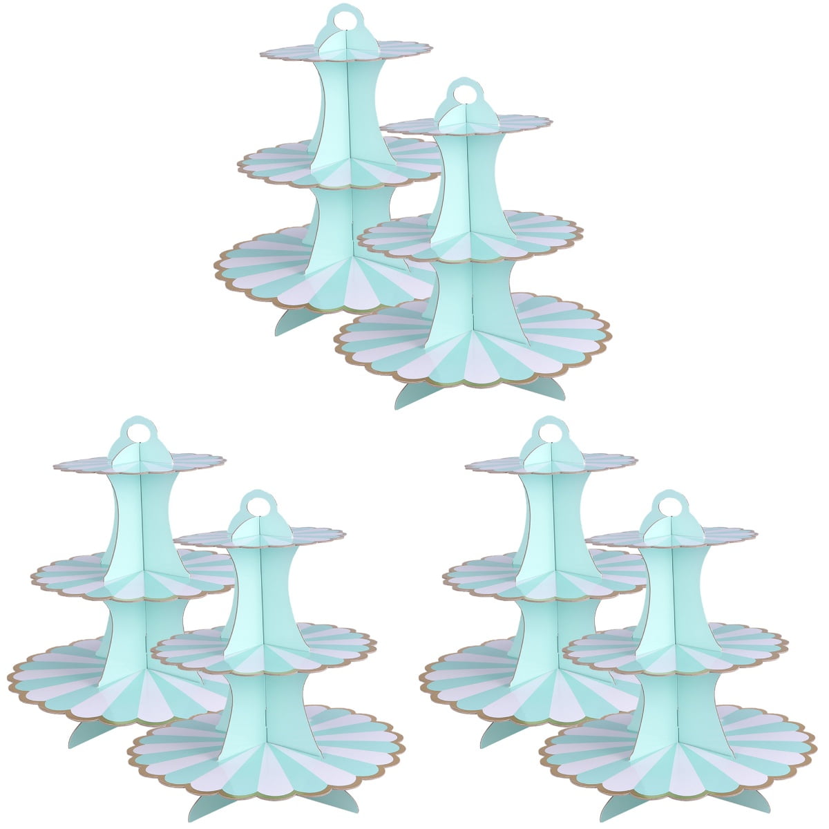 BESTONZON 6 pcs Paper Cupcake Stand Disposable 3 Tier Paper Cake Stand