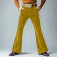 thumbnail image 6 of Men's Vintage 60s 70s Bell Bottom Pants, Classic Comfort Flared Jeans Retro Disco Outfits for Theme Parties and Events (Without Belt),Yellow,L, 6 of 6