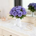 thumbnail image 2 of AYktou 6 Pcs Artificial Roses, 13 Inch Valentine's Day Silk Faux Flower Bundle DIY Flower Arrangement Fake Plants Wedding Hand bouquet Graduation Ceremony Birthday Mother's Day Gift Decor, Blue, 2 of 6