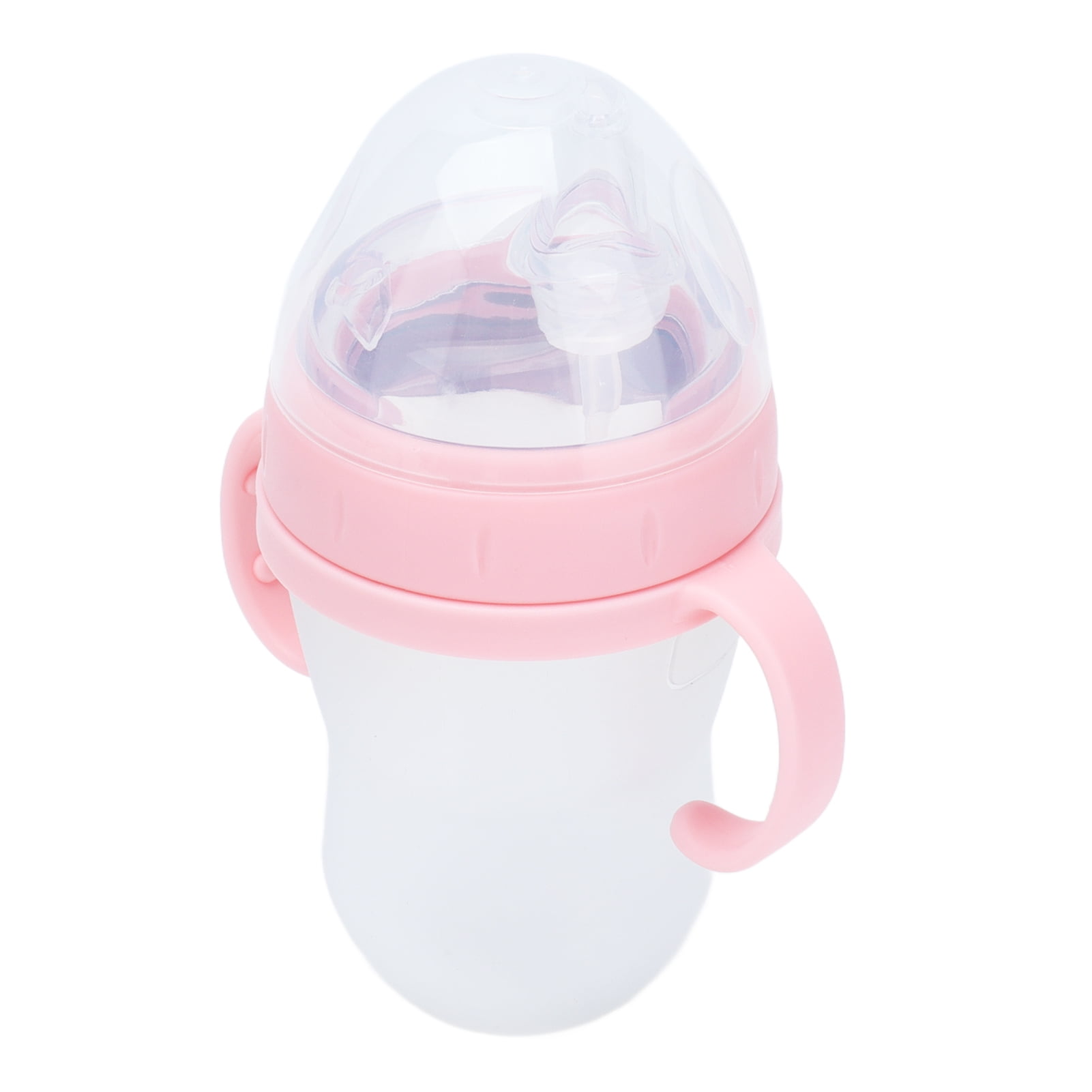 Soft Silicone Baby Feeding Bottle with Straw and Handles Leakproof Anti Colic Infant Milk Water Cup 8 oz / 240 ml