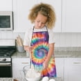 thumbnail image 4 of Rainbow Tie Dye Mandala Pattern Kids Aprons for Girls and Boys,Adjustable Neck Strap Toddler Aprons for Kids Cooking Baking, 4 of 6