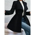 thumbnail image 6 of Women'S Classic Coat Lapel Collar Open Front Long Jacket Pea Coat Black XL, 6 of 9