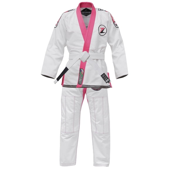 TRUESAGAUSA Premium BJJ Gi, Black with Purple Trim, Competition Kimono for Women (White, F-5)