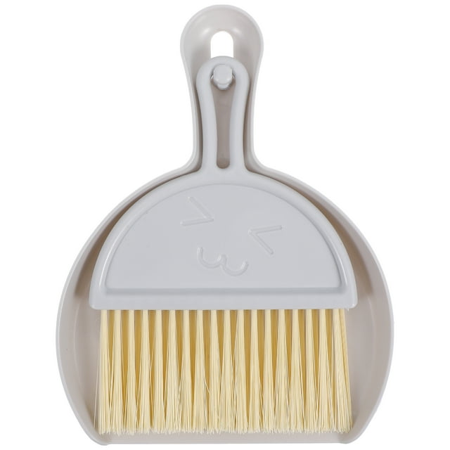 KAKOWELY Mini Broom and Dustpan Set for Home Small Handheld Broom and Dust Pan Tiny Broom and Dustpan Hand Broom with Pan Mini Broom for Desktop Cleaning Light Grey,8.19X"X6.46"X1.22"
