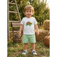 thumbnail image 6 of BemeyourBBs Toddler Baby Boy Summer Clothes Infant Baby Boys Turtle Shark Frog Outfit Short Sleeve Animal Embroidery T-Shirt and Plaid Shorts Toddler Boys Summer Outfits, 6 of 9