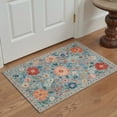 thumbnail image 5 of 5x7 Washable Rugs for Living Room Non Slip Low Pile Lightweight Indoor Vintage Floral Print Area Rugs for Bedroom, Farmhouse Decor, Dusty Blue, 5 of 5