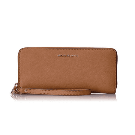 Fabric Continental Wallet - Michael Kors Women's Jet Set Travel Leather Continental Wallet Wristlet - Acorn